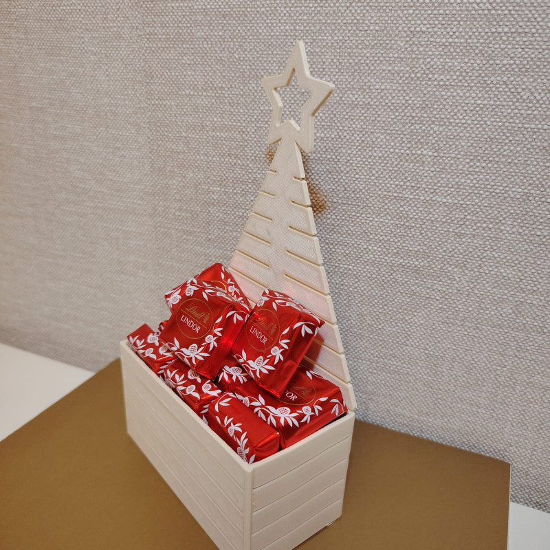 Noel Çikolata ve Çiçek Kutusu - 3D Baskı Dekoratif Hediye Kutusu