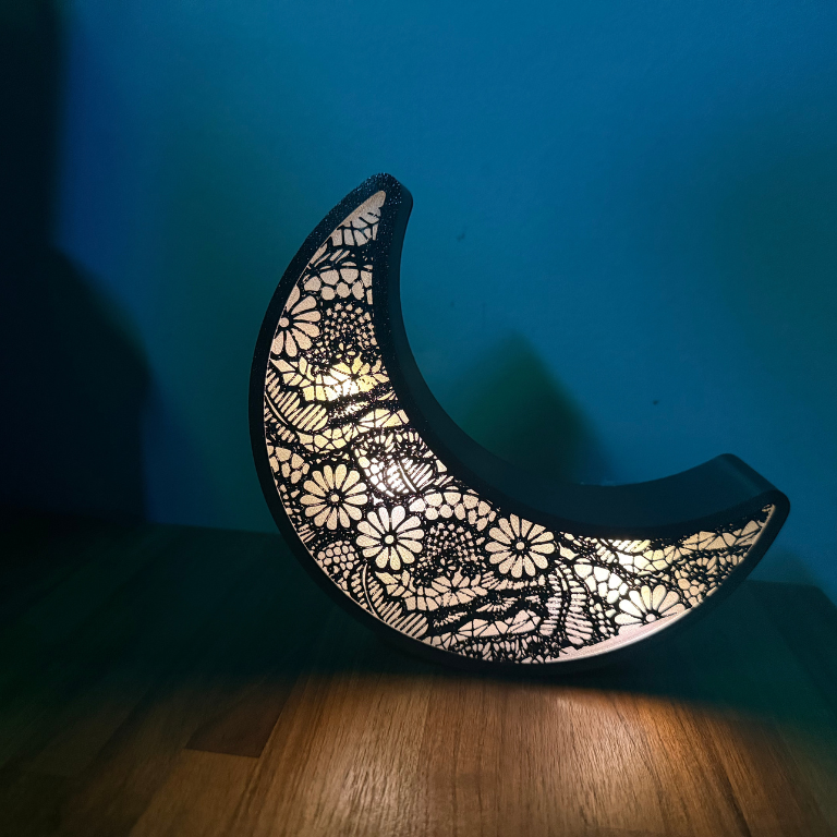Cadılar Bayramı Dantel Ay Dekorasyonu - 3D Baskı Işık Süsü