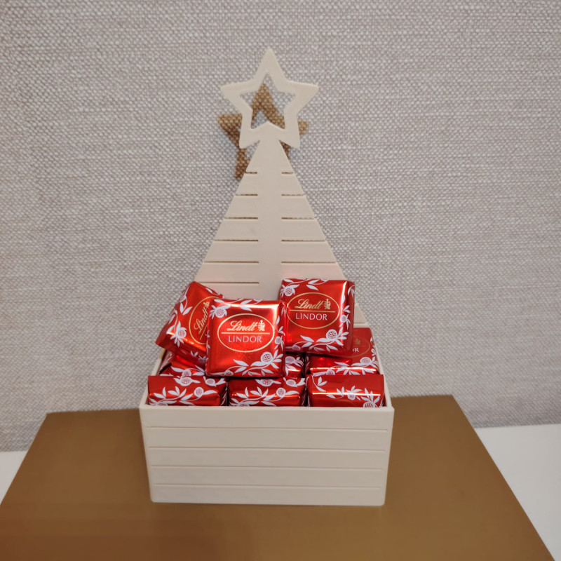 Noel Çikolata ve Çiçek Kutusu - 3D Baskı Dekoratif Hediye Kutusu