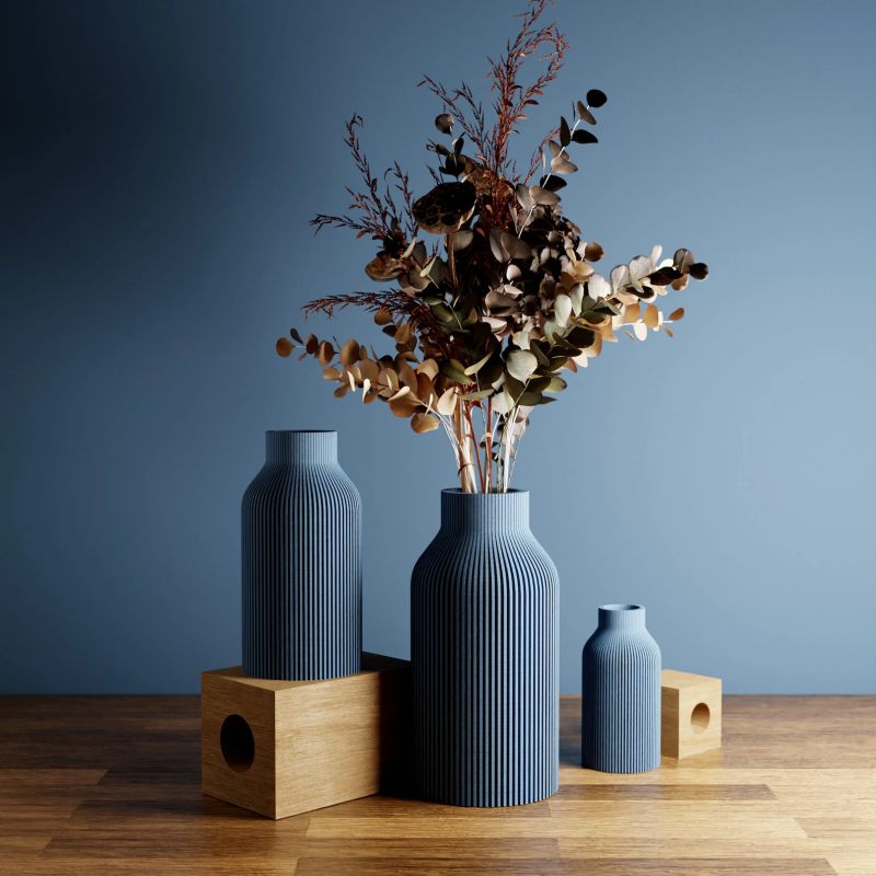 Oluklu 3D Baskı Vazo - Dekoratif Ev Aksesuarı