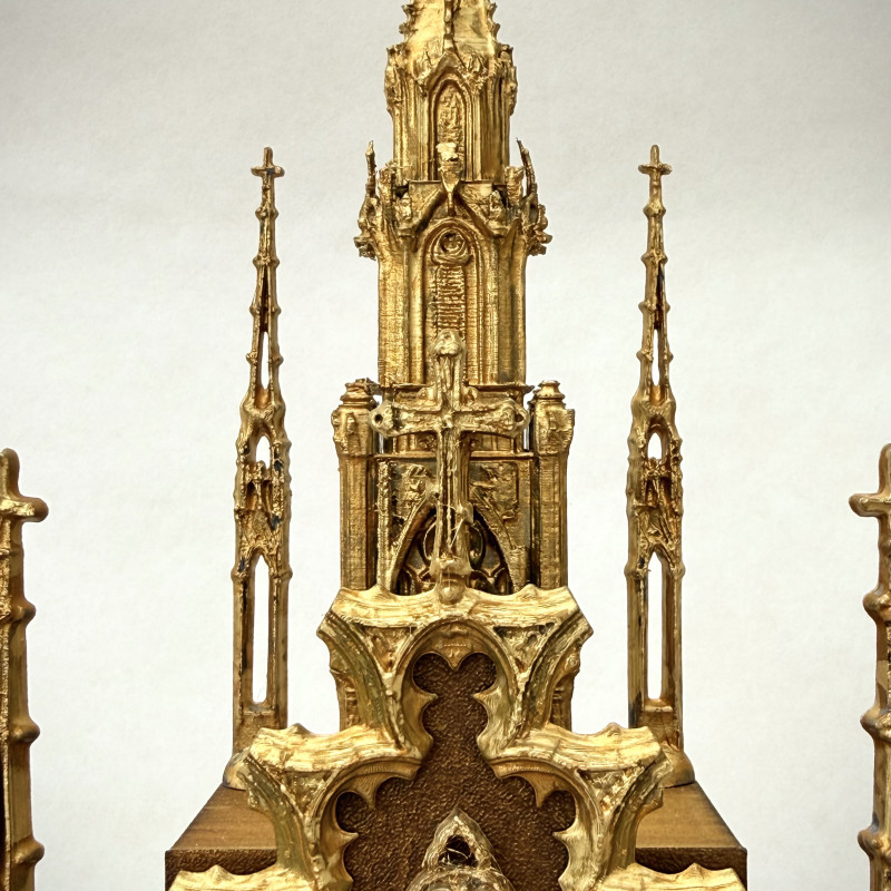 Fransız Katedral Saati ve Şamdanları - 3D Baskı Dekoratif Koleksiyon