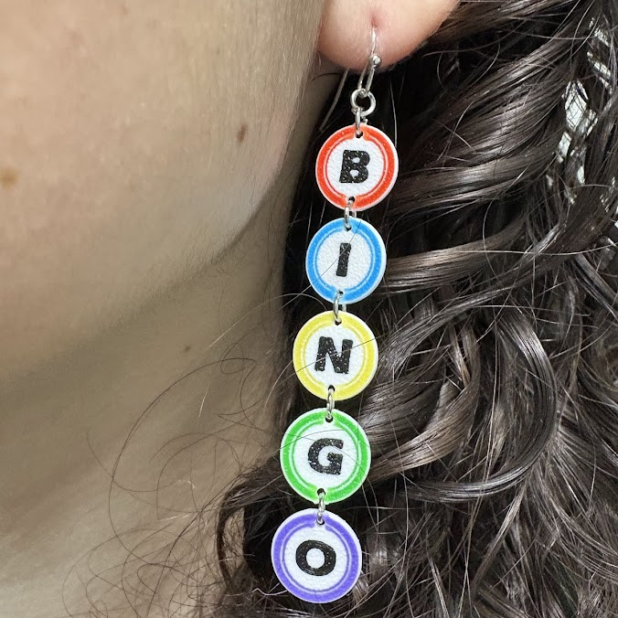 Eğlenceli Bingo Topu Küpeler - 3D Baskı Moda Aksesuarı