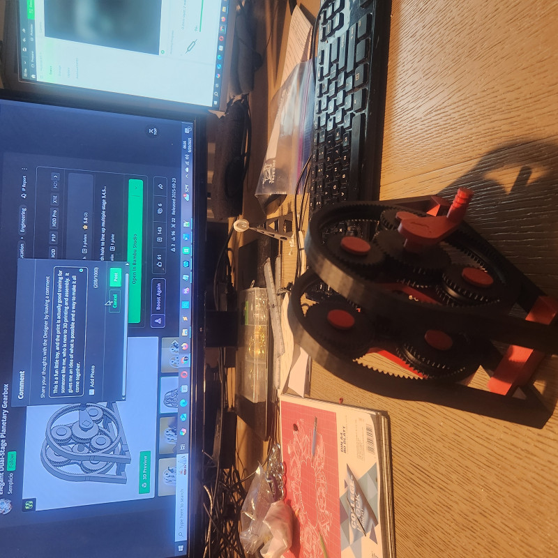 Elegan Çift Kademeli Planet Dişli Kutusu - 15:1 Redüksiyon - 3D Baskı