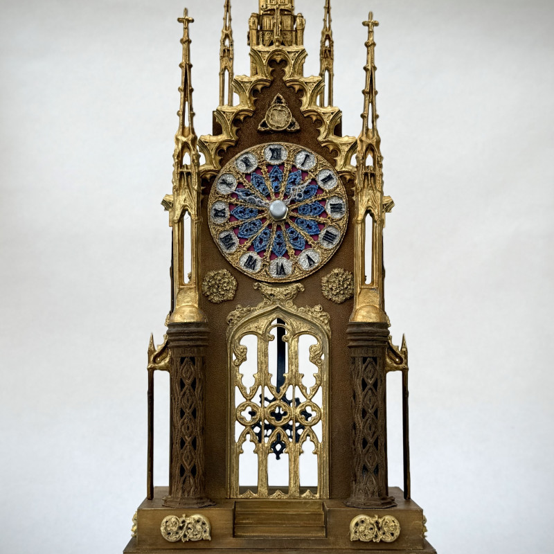 Fransız Katedral Saati ve Şamdanları - 3D Baskı Dekoratif Koleksiyon