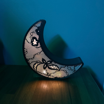 Cadılar Bayramı Dantel Ay Dekorasyonu - 3D Baskı Işık Süsü