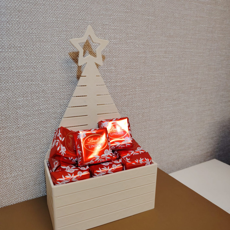 Noel Çikolata ve Çiçek Kutusu - 3D Baskı Dekoratif Hediye Kutusu