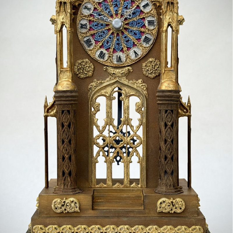 Fransız Katedral Saati ve Şamdanları - 3D Baskı Dekoratif Koleksiyon