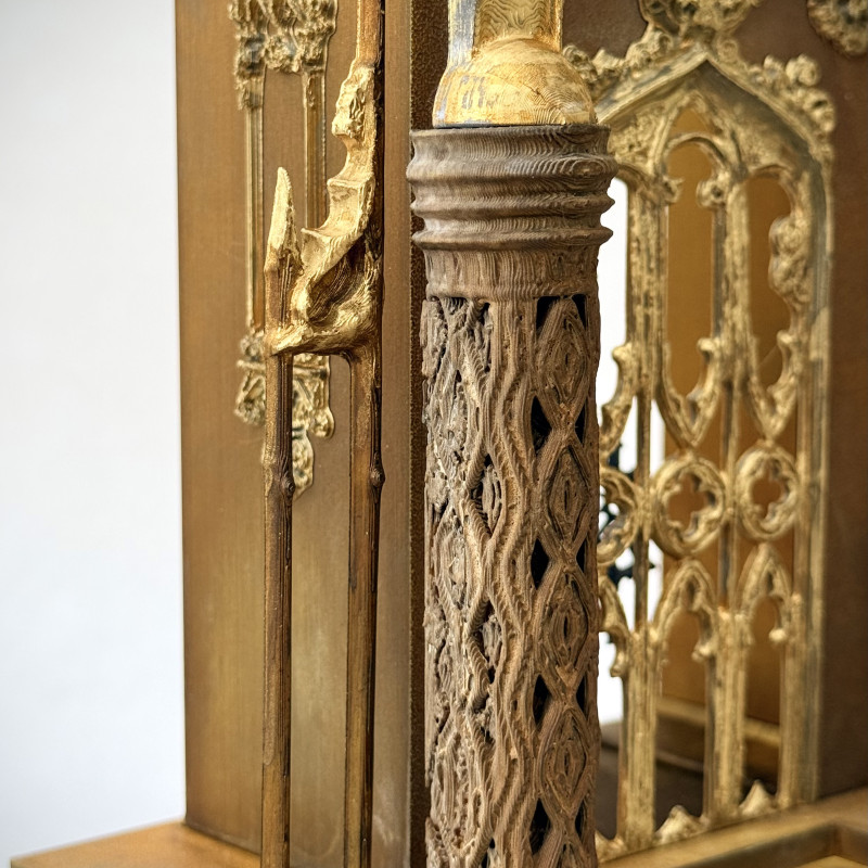 Fransız Katedral Saati ve Şamdanları - 3D Baskı Dekoratif Koleksiyon