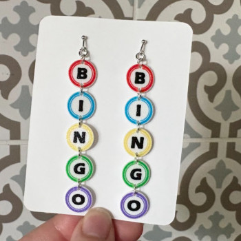 Eğlenceli Bingo Topu Küpeler - 3D Baskı Moda Aksesuarı