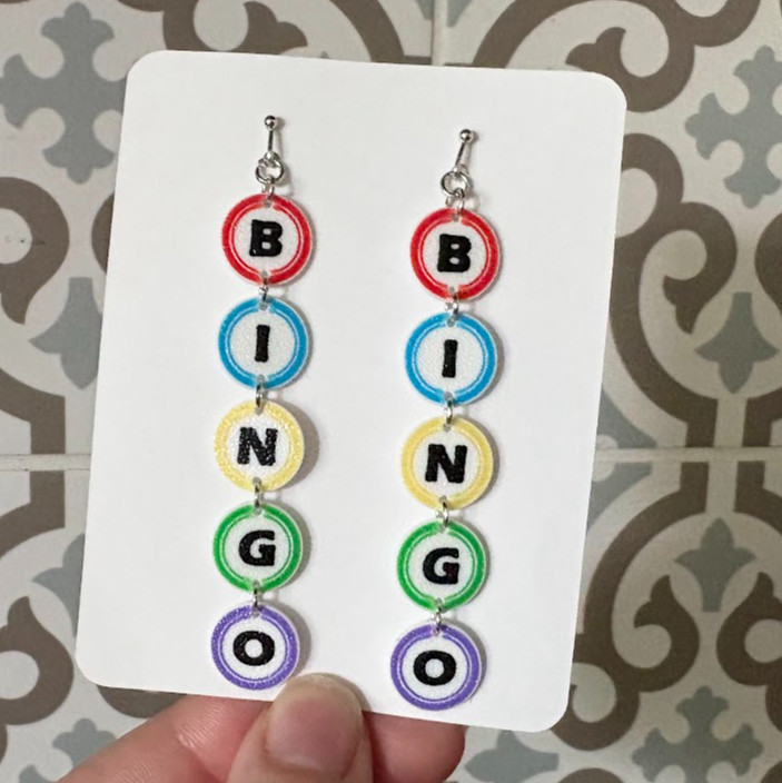 Eğlenceli Bingo Topu Küpeler - 3D Baskı Moda Aksesuarı