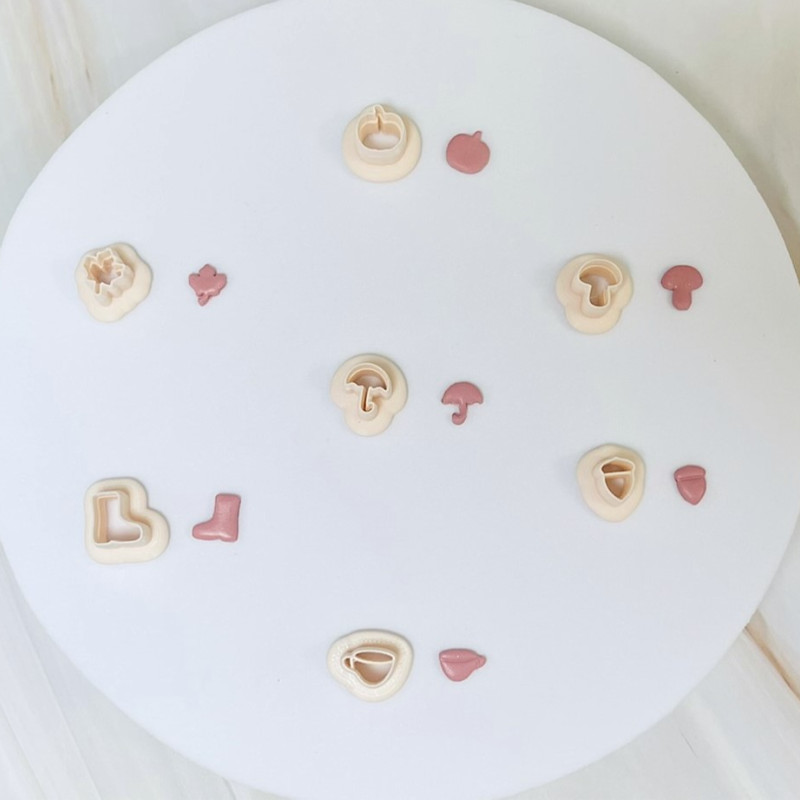 Sonbahar Temalı Mikro Polimer Kil Kesiciler - 1cm 3D Baskı