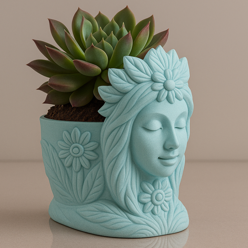 Çiçek Tanrıçası Sukulent Saksısı - 3D Baskı Dekoratif Bitki Tasarımı