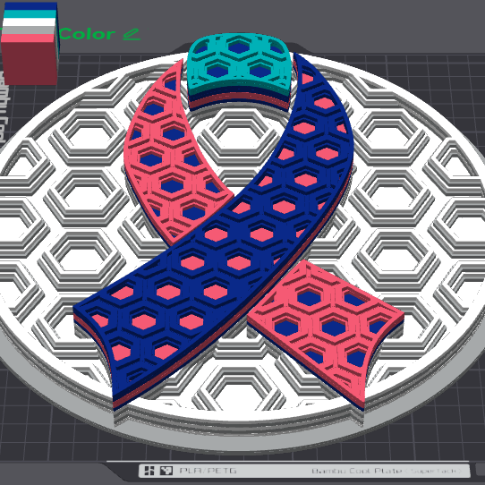 Boyutlu Farkındalık Kurdele Mozaik Duvar Dekoru - 3D Baskı