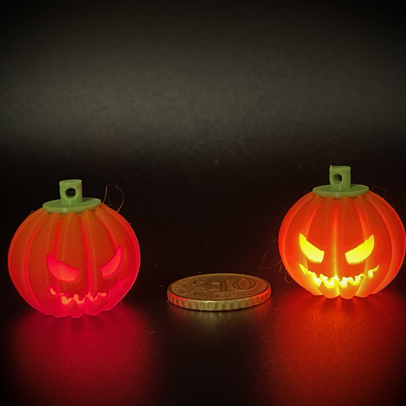 Halloween Işıklı Mini Balkabağı Küpe - 3D Baskı Dekorasyon