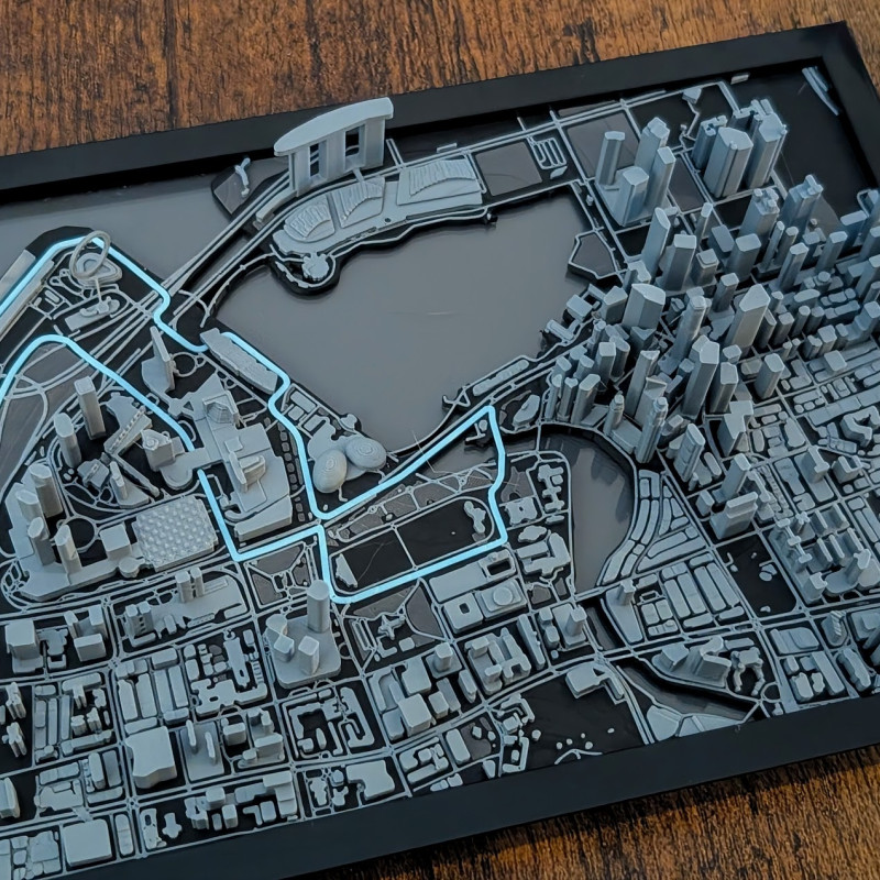 Singapur 3D Minyatürü - Marina Bay Pisti Detaylı Mimari Model