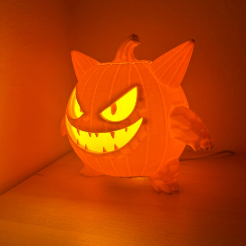 Gengar Kabak Halloween LED Lamba - 3D Baskı Dekor
