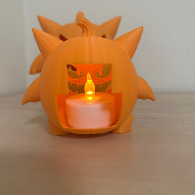 Gengar Kabak Halloween LED Lamba - 3D Baskı Dekor