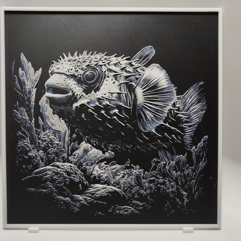 Renkli Balon Balığı 3D Baskı Tablo - Hueforge Dekor