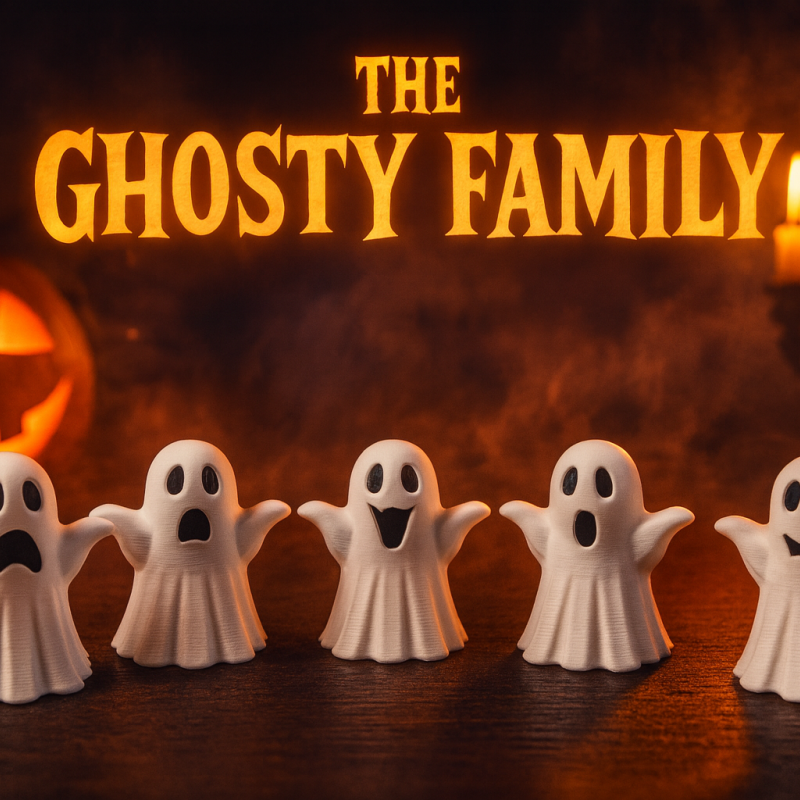 Hayalet Ailesi 3D Baskı Dekor - Çok Parçalı Mini Figür Seti