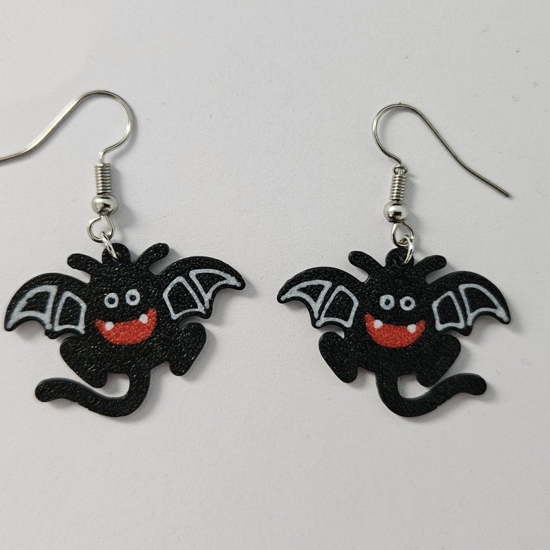 Cadılar Bayramı Yarasa Küpeleri - 3D Baskı Moda Aksesuarı