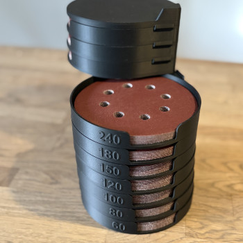 125 mm Zımpara Diskleri için Özel Dispenser - 3D Baskılı Organizatör 125 mm Zımpara Diskleri için Özel Dispenser - 3D Baskılı Organizatör