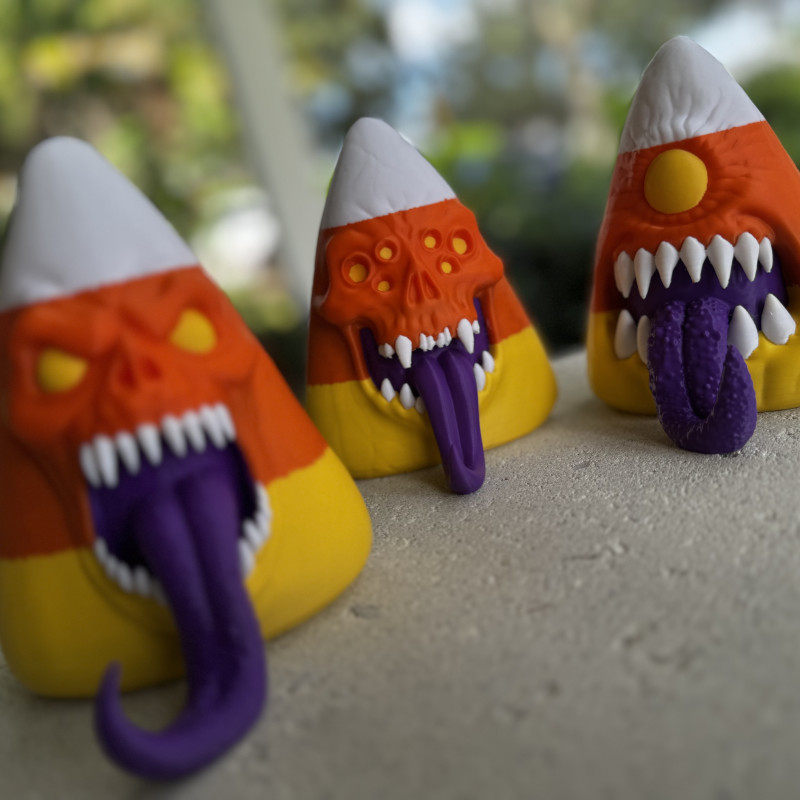 Cadılar Bayramı Şeker Mısır Canavarları 3D Baskı Dekor