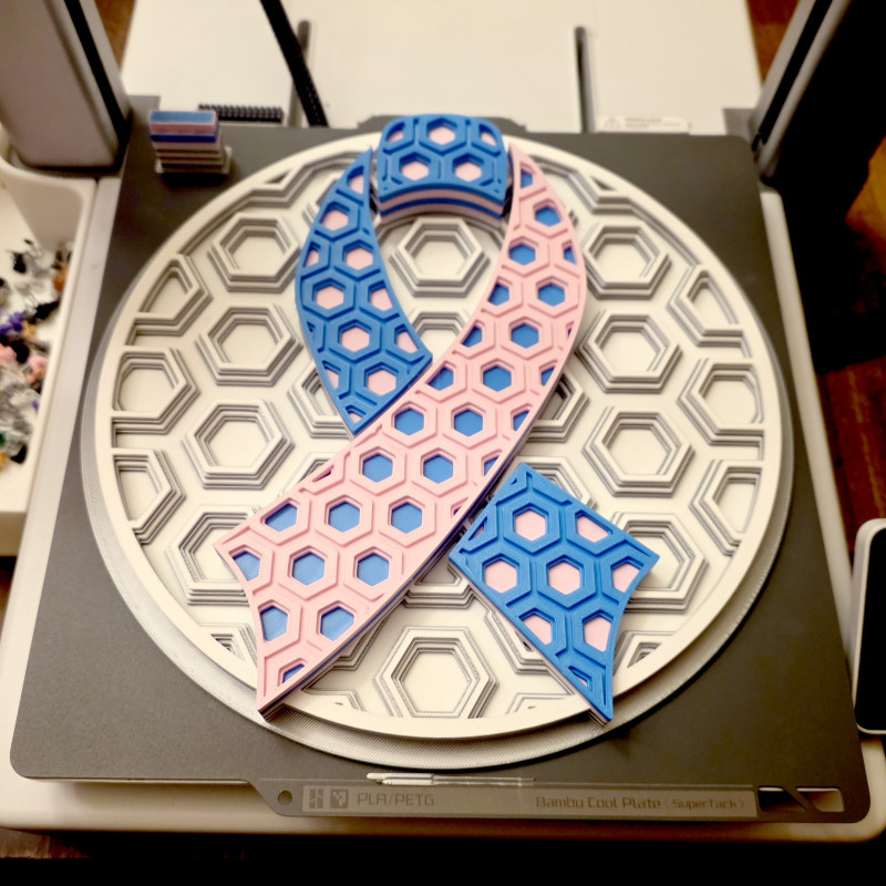 Boyutlu Farkındalık Kurdele Mozaik Duvar Dekoru - 3D Baskı