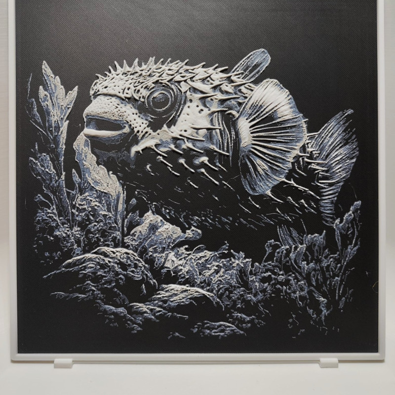 Renkli Balon Balığı 3D Baskı Tablo - Hueforge Dekor