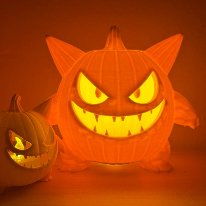 Gengar Kabak Halloween LED Lamba - 3D Baskı Dekor