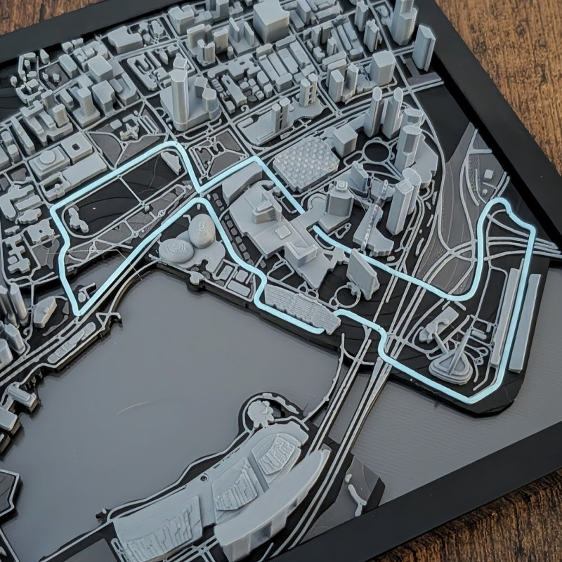 Singapur 3D Minyatürü - Marina Bay Pisti Detaylı Mimari Model