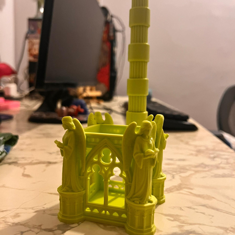 Gotik Katedral Melekli Kalemlik - 3D Baskı Ofis Aksesuarı