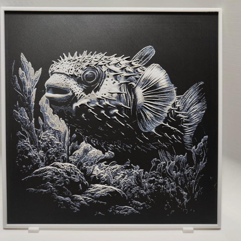 Renkli Balon Balığı 3D Baskı Tablo - Hueforge Dekor