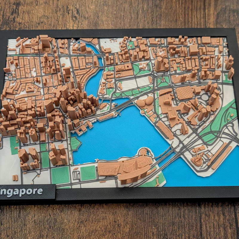 Singapur 3D Minyatürü - Marina Bay Pisti Detaylı Mimari Model