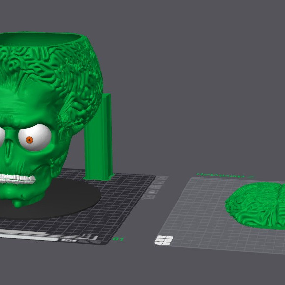 Uzaylı Beyin Kase Büst - 3D Baskılı Bilim Kurgu Dekor