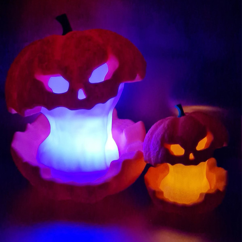 Isıran Cadılar Bayramı Balkabağı - 3D Baskı LED Dekorasyon