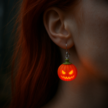 Halloween Işıklı Mini Balkabağı Küpe - 3D Baskı Dekorasyon