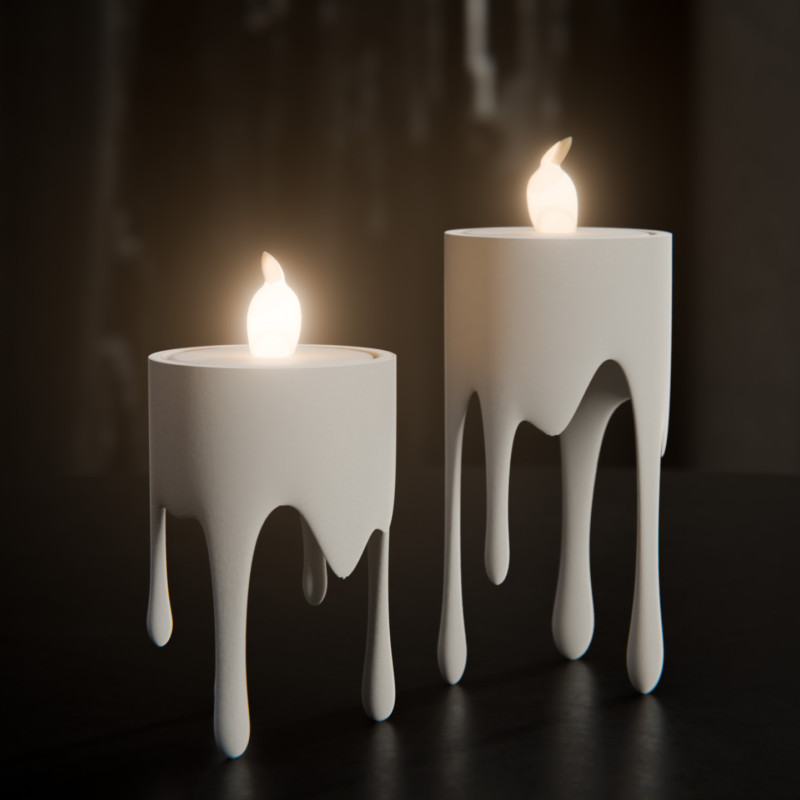 Yüzen Damlayan Mumluk - LED Tealight Dekoratif 3D Baskı