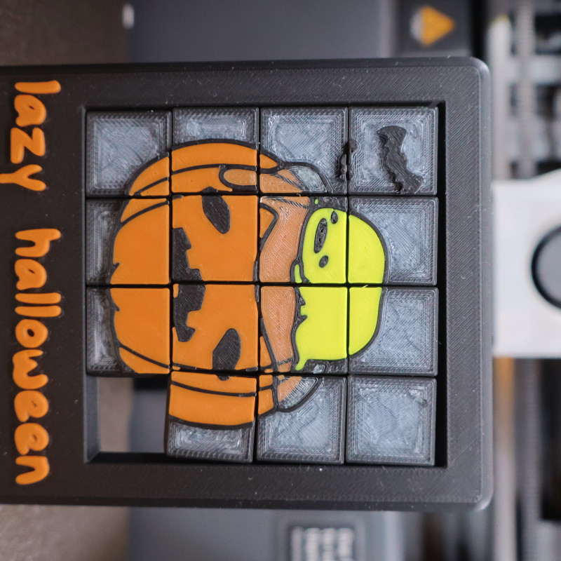 Tembel Cadılar Bayramı Sürgülü Bulmaca - 3D Baskı Puzzle