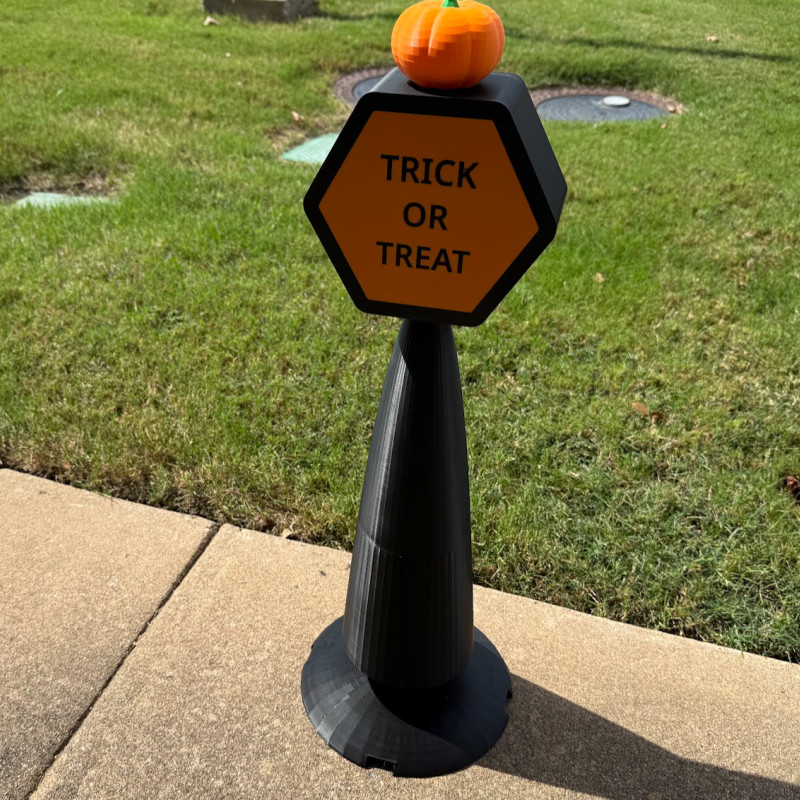 Cadılar Bayramı Işıklı Trick-or-Treat Tabela Standı - 3D Baskı Dekor