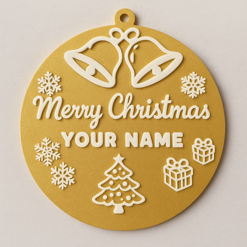 Kişiselleştirilmiş Altın Noel Süsü - 3D Baskı Yılbaşı Aksesuarı Kişiselleştirilmiş Altın Noel Süsü - 3D Baskı Yılbaşı Aksesuarı