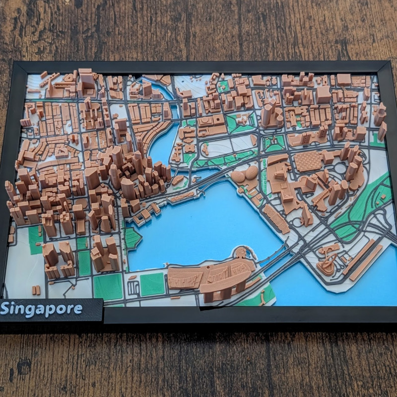 Singapur 3D Minyatürü - Marina Bay Pisti Detaylı Mimari Model