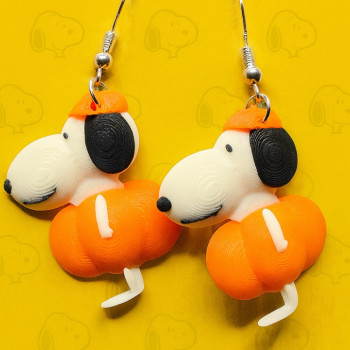 Snoopy Balkabağı Küpe - 3D Baskı Nostaljik Aksesuar