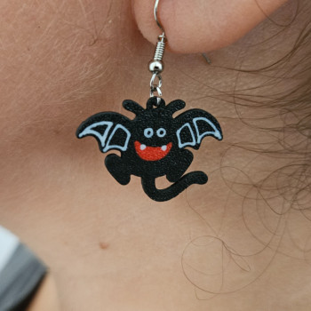 Cadılar Bayramı Yarasa Küpeleri - 3D Baskı Moda Aksesuarı