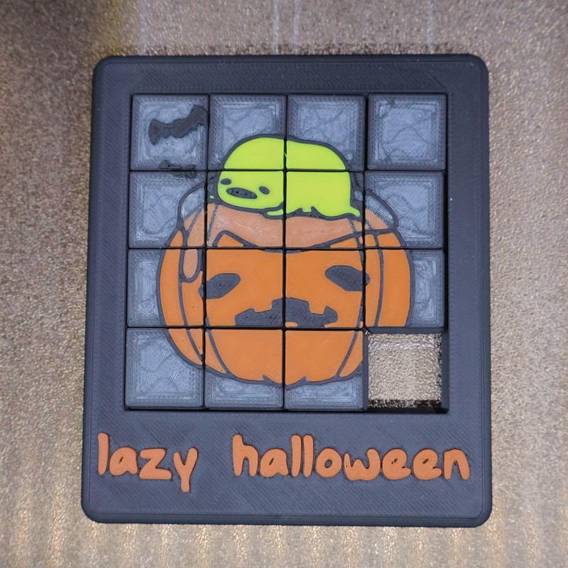 Tembel Cadılar Bayramı Sürgülü Bulmaca - 3D Baskı Puzzle