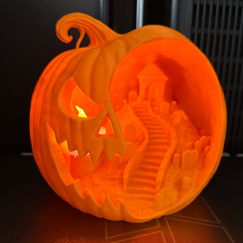 Balkabağı Mezarlık Sahnesi 3D Baskı Dekor - Cadılar Bayramı Balkabağı Mezarlık Sahnesi 3D Baskı Dekor - Cadılar Bayramı