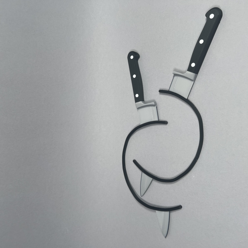 Şaka Amaçlı Kafadan Bıçaklı Bant - 3D Baskı Komik Aksesuar