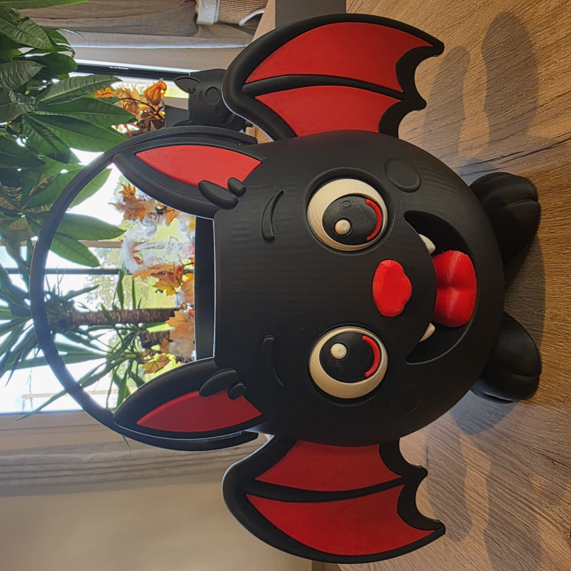 Yarasa Şekilli Halloween Şeker Kovası - 3D Baskı Dekor