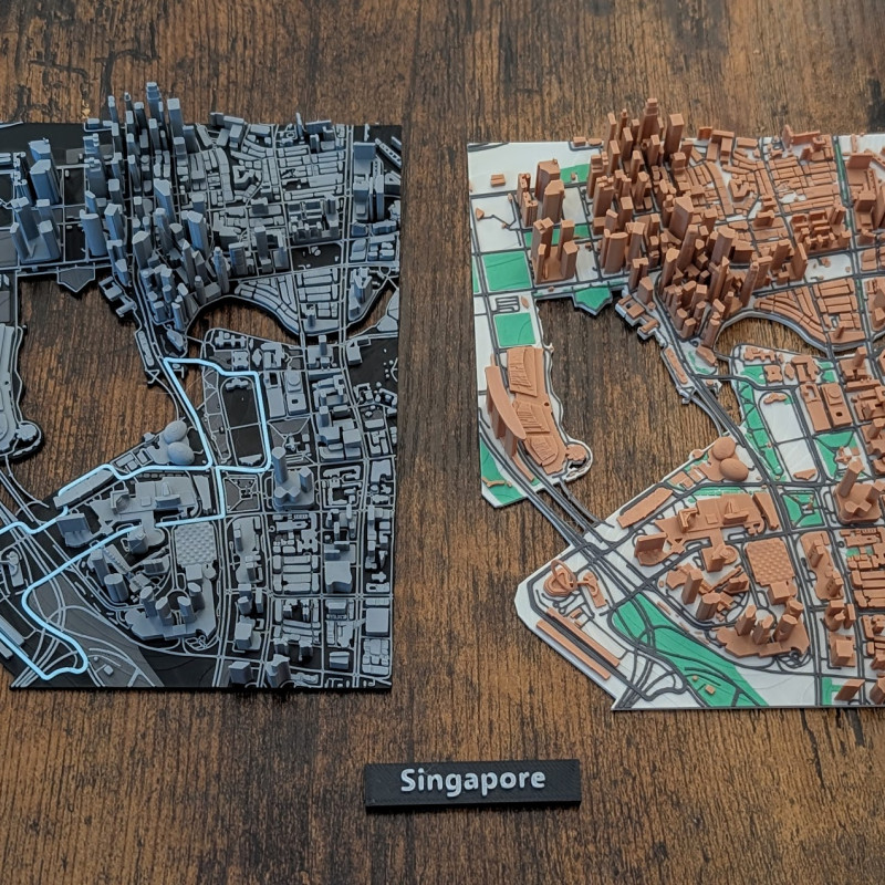 Singapur 3D Minyatürü - Marina Bay Pisti Detaylı Mimari Model