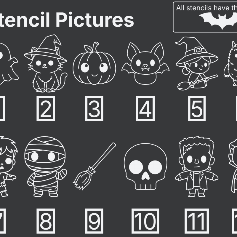 Dönen Şablon Cadılar Bayramı Paketi - 12 Farklı Desen 3D Baskı