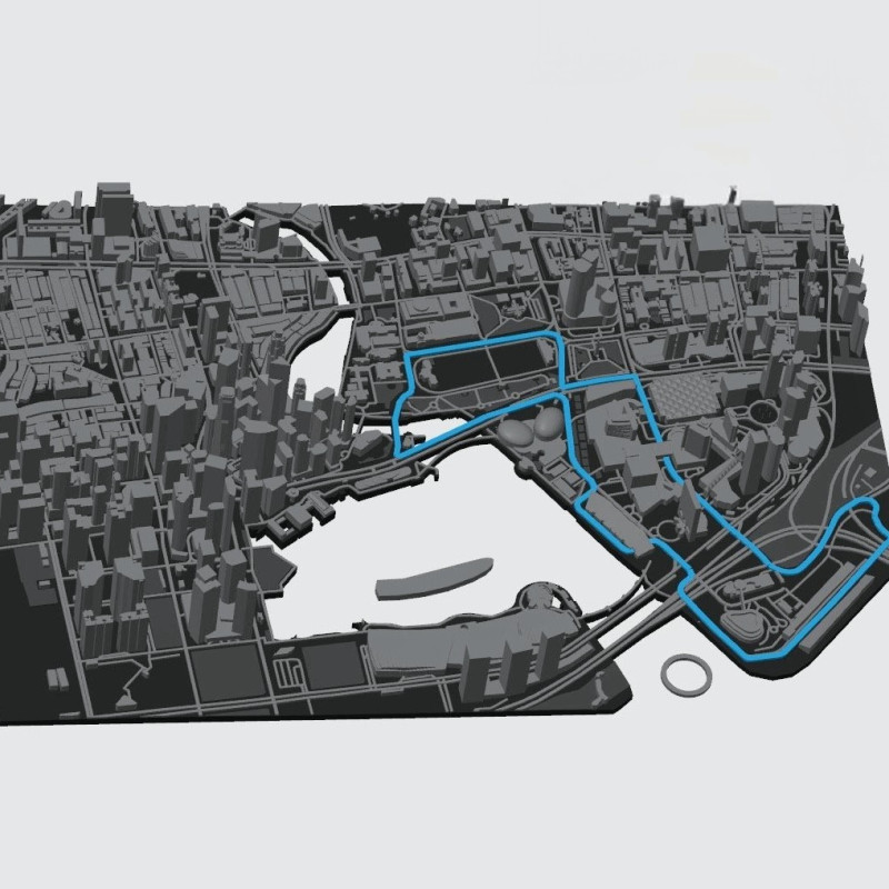 Singapur 3D Minyatürü - Marina Bay Pisti Detaylı Mimari Model